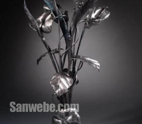 Đồ trang trí sắt uốn nghệ thuật cụm bông hoa lá